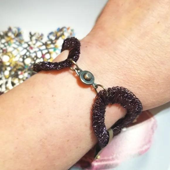 Antique Spun Sterling Silver Crystal Flower Bracelet - Picture 2 of 8